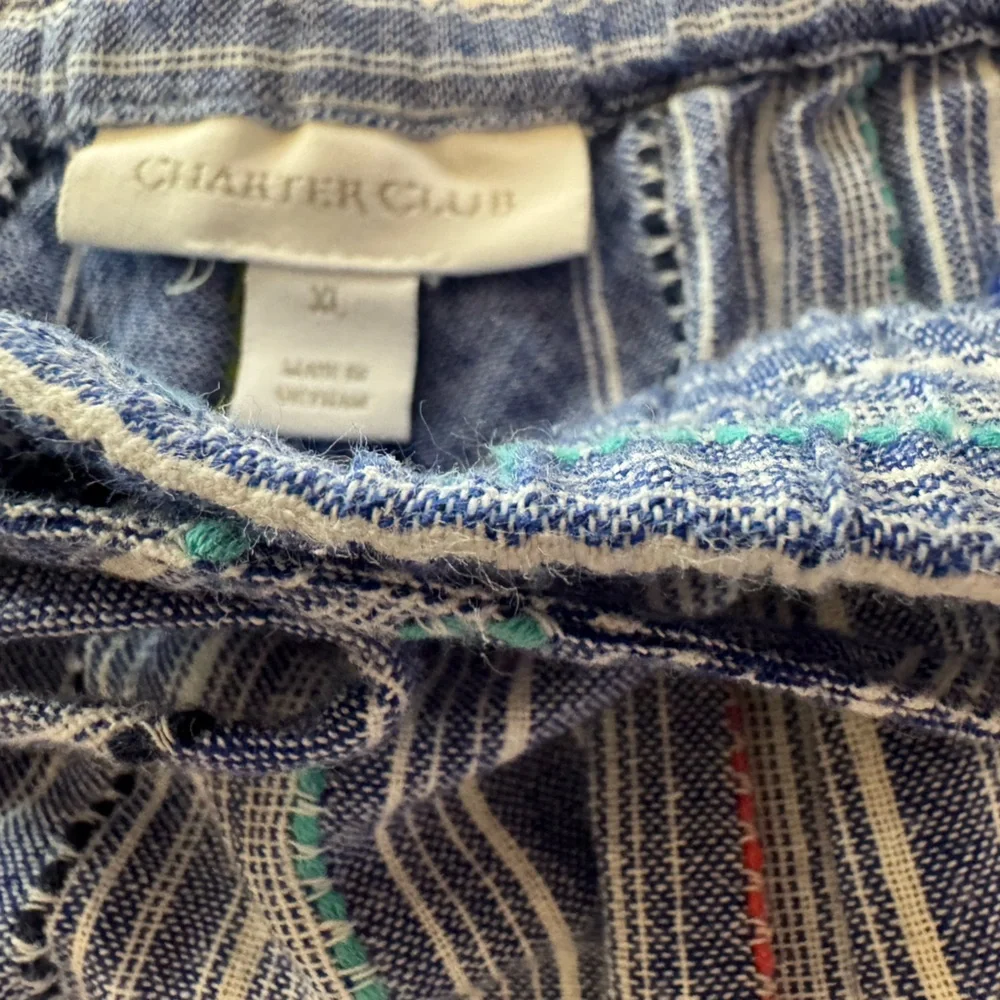 Charter Club Navy Striped Men’s Sweatpants with Multicolor Pinstripes - Picture 2 of 6